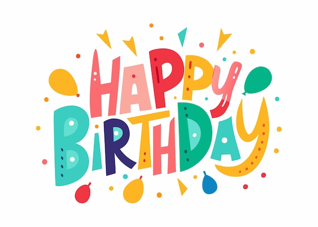 Feliz aniversário saudação tipografia ilustração vetorial