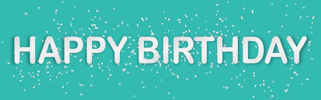 Vetor feliz aniversário, tipografia, papel, arte, banner, fundo, verde, papel, confete