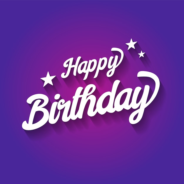 Feliz aniversário tipográfico em fundo violeta
