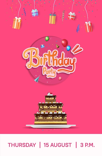 Feliz aniversário vector design com elemento de festa de tipografia para celebração