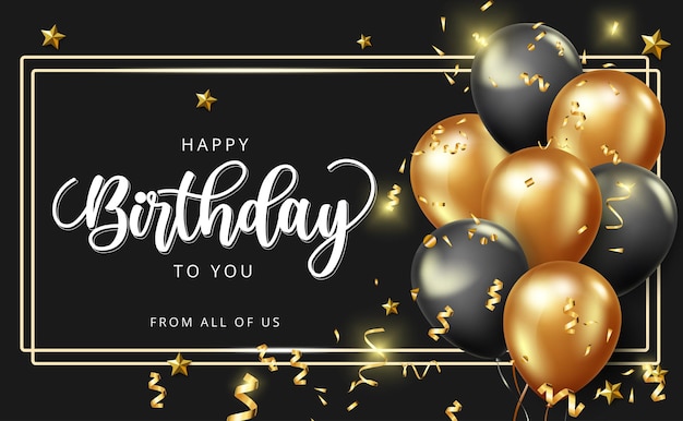 Feliz aniversário vector design de banner. Feliz aniversário para você, texto de saudação.