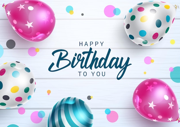 Feliz aniversário vector design. Feliz aniversário para você texto com balões coloridos.