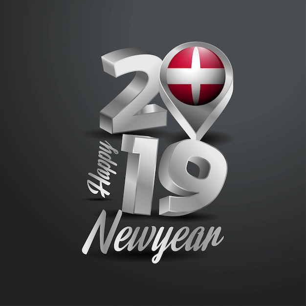 Feliz ano novo 2019 cinza tipografia