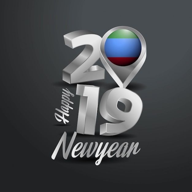 Feliz ano novo 2019 cinza tipografia