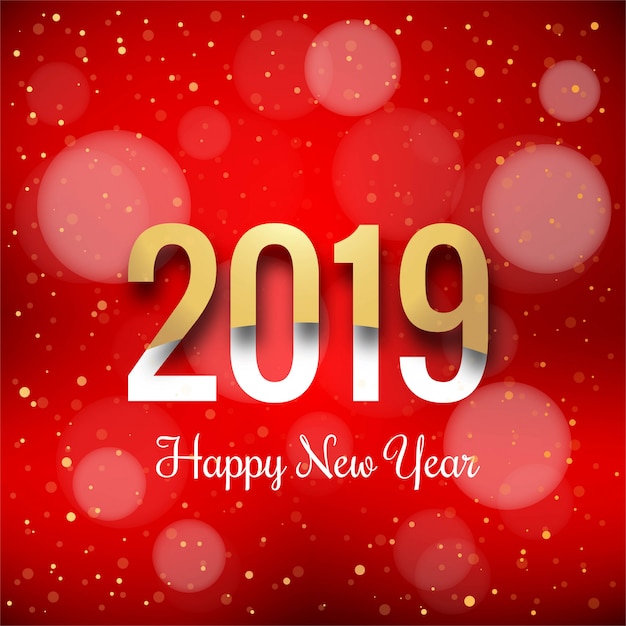 Feliz ano novo 2019 com fundo colorido de confete
