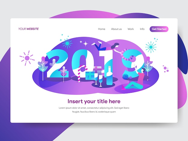 Feliz Ano Novo 2019 Ilustração para Homepage