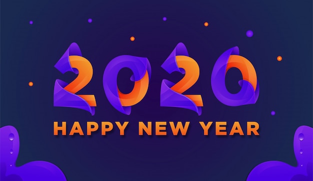 Feliz ano novo 2020 cartão colorido vector