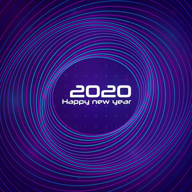 Feliz ano novo 2020 círculos concêntricos fundo