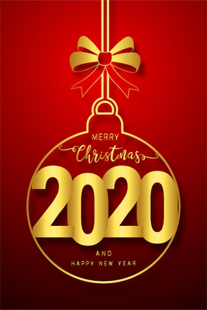 Feliz ano novo 2020 e feliz natal cartão.