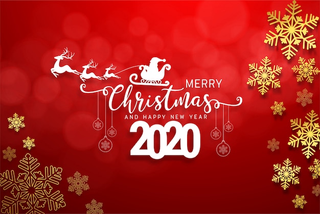 Feliz ano novo 2020 e feliz natal cartão.