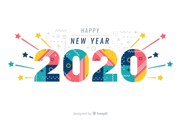Feliz ano novo 2020 em fundo branco