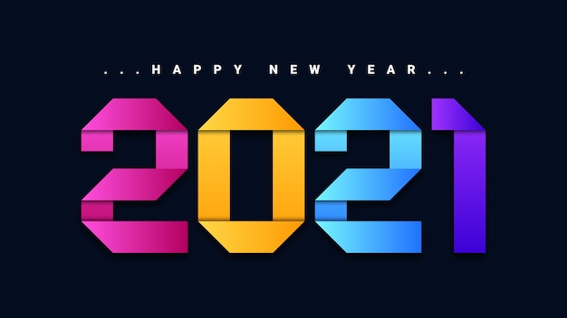 Vetor feliz ano novo 2021 fundo colorido