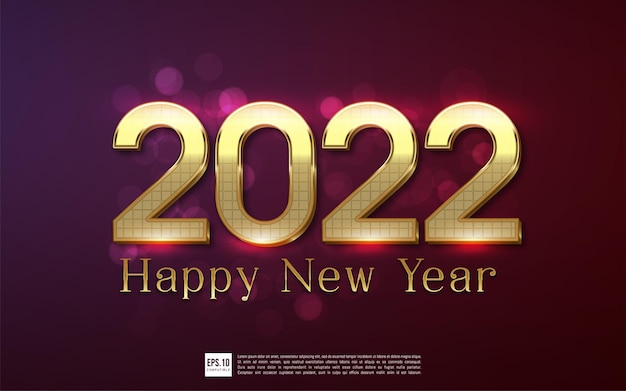 Feliz ano novo 2022 com design de luxo com número de texto editável