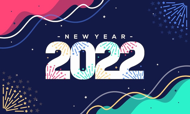 Feliz ano novo 2022 com design plano