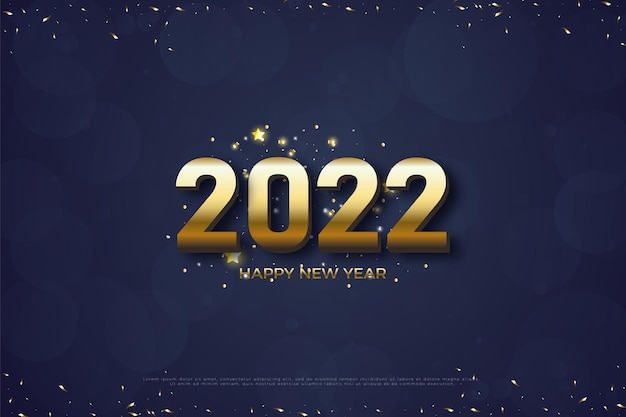feliz ano novo 2022 com fita dourada cortada na parte inferior e superior