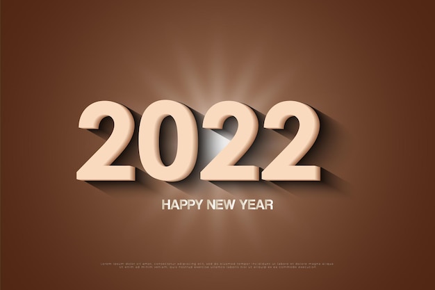 feliz ano novo 2022 em fundo marrom com efeito de luz no meio