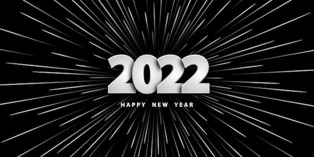 Feliz ano novo 2022 fundo preto festivo com números prateados