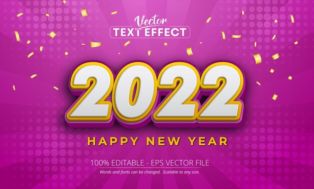 Feliz ano novo 2022 modelo de efeito de estilo editável de texto 3d