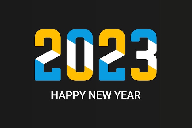 Vetor feliz ano novo 2023 banner moderno e design de texto de capa.