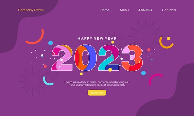 Feliz Ano Novo 2023 Celebração Landing Page