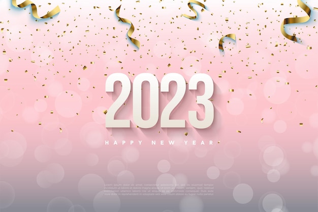 Feliz ano novo 2023 com fundo de espuma transparente