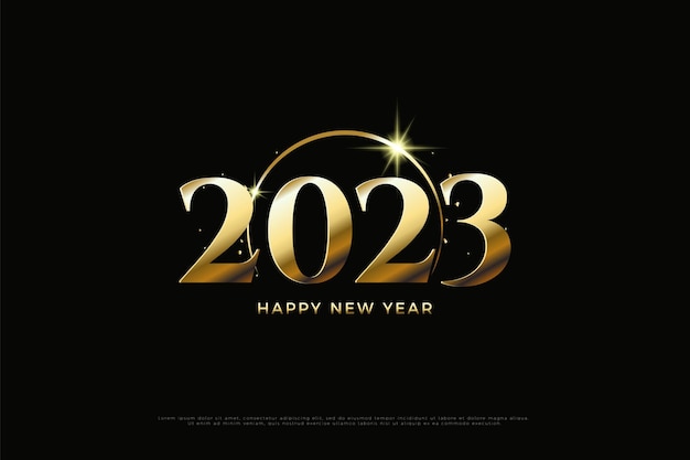 feliz ano novo 2023 com lindo arco dourado
