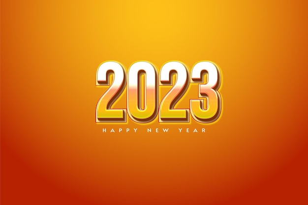 Feliz ano novo 2023 com números laranja brilhantes