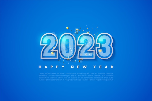 Feliz ano novo 2023 com números transparentes