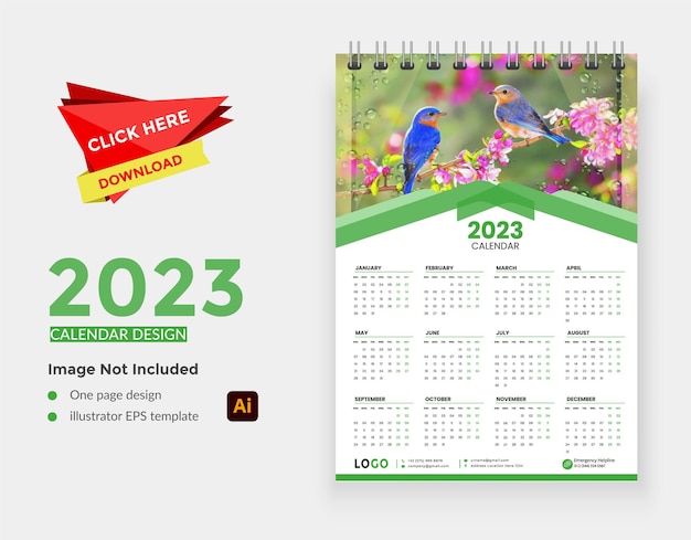 Feliz ano novo 2023 design de calendário de mesa