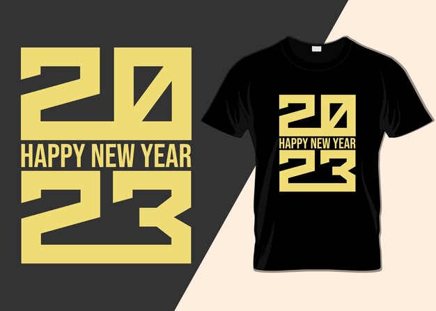 Vetor feliz ano novo 2023 design de camiseta tipografia