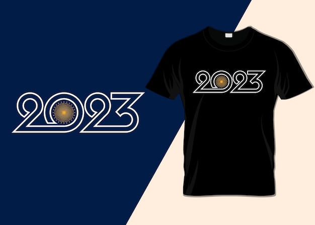 Vetor feliz ano novo 2023 design de camiseta tipografia