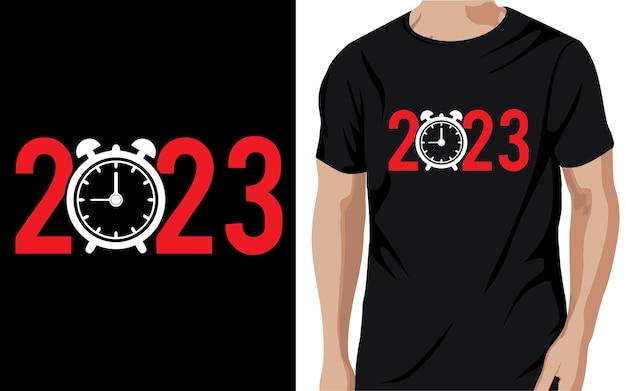 Vetor feliz ano novo 2023 design de camiseta