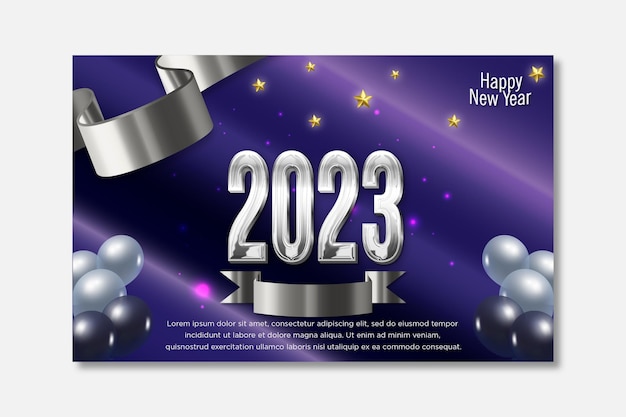 Feliz ano novo 2023 design de modelo de banner