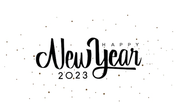Feliz ano novo 2023 design de texto ilustração de saudação vetorial com letras escritas à mão