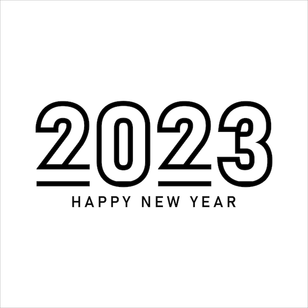 Feliz ano novo 2023 design de tipografia de texto e decoração elegante de Natal 2023