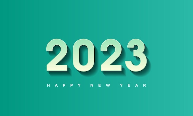 Feliz ano novo 2023 em um fundo verde limpo