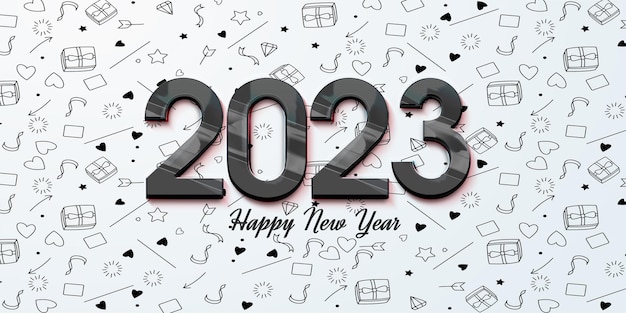 Vetor feliz ano novo 2023 fundo com ilustração de número 3d.