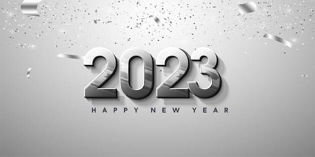 feliz ano novo 2023 fundo com ilustração de número 3D.