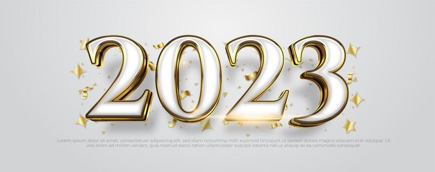 Feliz ano novo 2023 fundo de celebração com números scifi