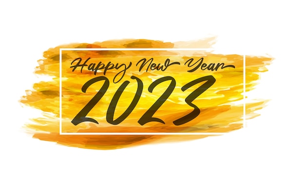 Feliz ano novo 2023 ilustração do logotipo da bandeira de saudação, cor da água ano novo 2023