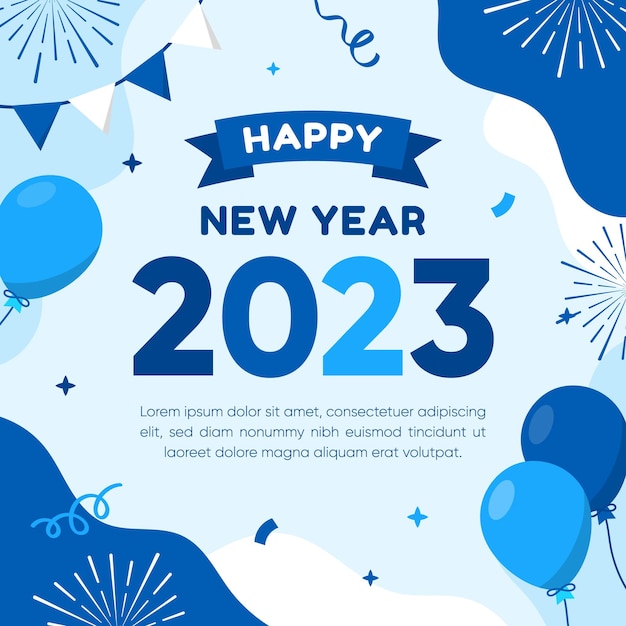 Feliz ano novo 2023 modelo de cartão postal de mídia social