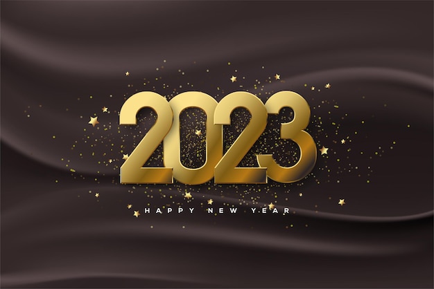 Feliz ano novo 2023 ouro em fundo de pano preto