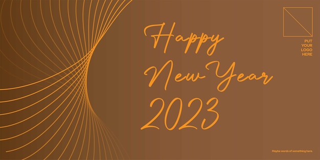 Feliz ano novo 2023 Parabéns pelo ano novo com forma abstrata e papel de parede dourado elegante