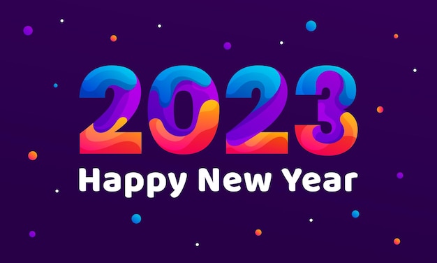 Vetor feliz ano novo 2023 vetor de modelo de calendário de banner de cartão gradiente colorido