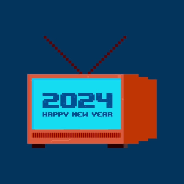 Vetor feliz ano novo 2024 ano novo 2024 design vetorial com decorações coloridas