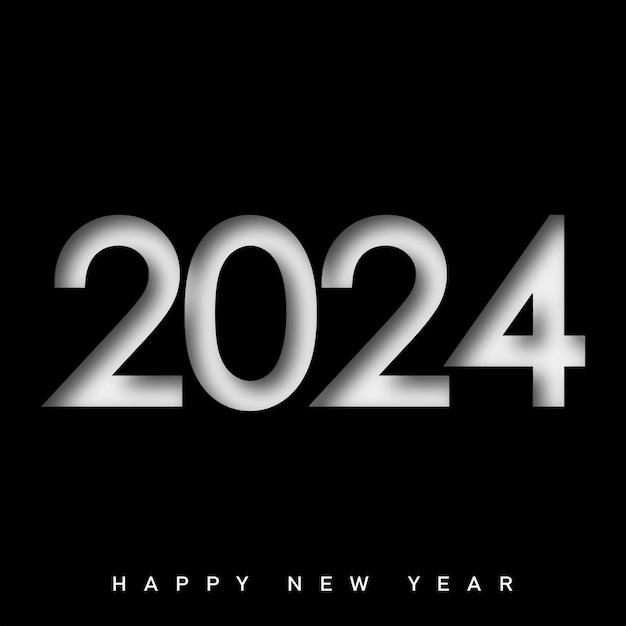 Feliz ano novo 2024 design com números únicos vetor premium