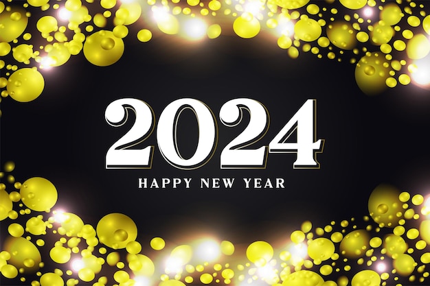 Vetor feliz ano novo 2024 design de tipografia