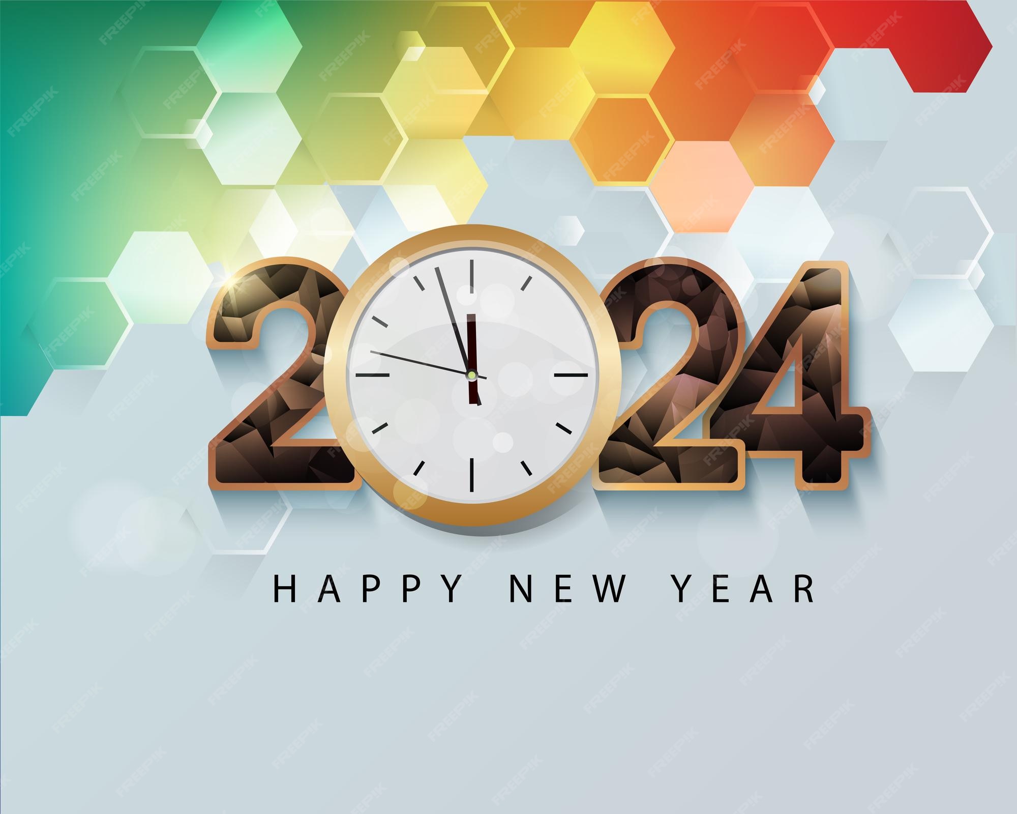 Feliz ano novo 2024 feliz natal Vetor Premium
