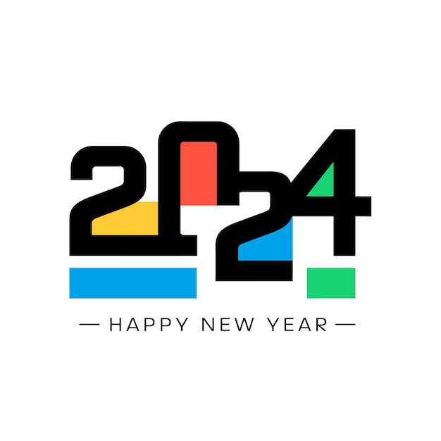 Feliz Ano Novo 2024 ilustração vetorial de design de texto