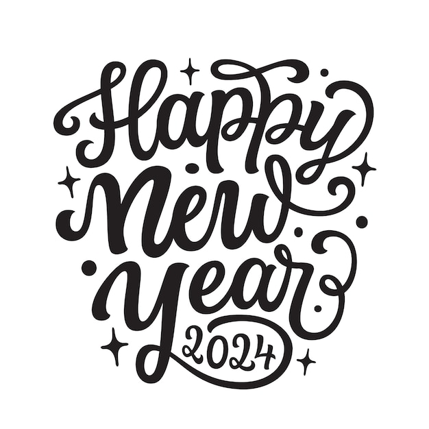 Feliz Ano Novo 2024 Letras à mão